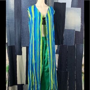 Summer Colourful Button Down  Sleeveless Midi Dress w/Corset Detail Sz XL